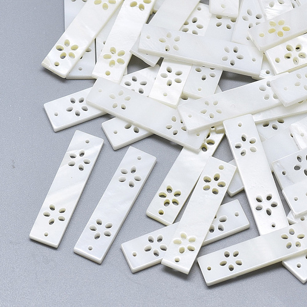 PandaHall Shell Links connectors, Carved Rectangle with Flower, Seashell Color, 30x7x2mm, Hole: 0.8~1mm Shell Rectangle
PandaHall Shell Links connectors, Carved Rectangle with Flower, Seashell Color, 30x7x2mm, Hole: 0.8~1mm Shell Rectangle