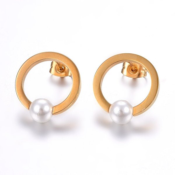 PandaHall 304 Stainless Steel Stud Earrings, with Acrylic Pearl Beads, Ring, Golden, 18x16.5x6mm, Pin: 0.8mm Acrylic
PandaHall 304 Stainless Steel Stud Earrings, with Acrylic Pearl Beads, Ring, Golden, 18x16.5x6mm, Pin: 0.8mm Acrylic