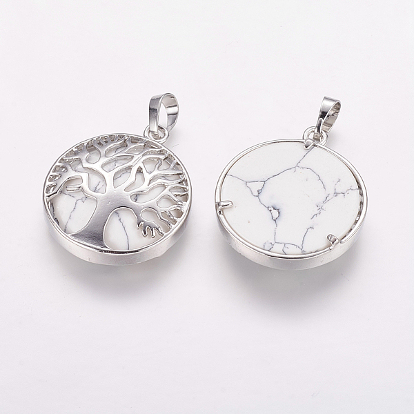 PandaHall Natural Howlite Pendants, with Brass Findings, Platinum, Flat Round with Tree, 31x27x6.5~7mm, Hole: 5x8mm Howlite Flat Round
PandaHall Natural Howlite Pendants, with Brass Findings, Platinum, Flat Round with Tree, 31x27x6.5~7mm, Hole: 5x8mm Howlite Flat Round