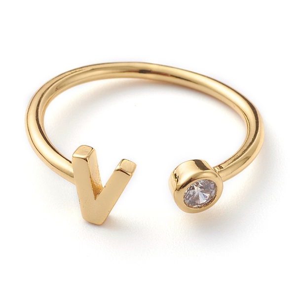 PandaHall Brass Micro Pave Clear Cubic Zirconia Cuff Rings, Open Rings, Long-Lasting Plated, Real 18K Gold Plated, Letter V, US Size 6...
PandaHall Brass Micro Pave Clear Cubic Zirconia Cuff Rings, Open Rings, Long-Lasting Plated, Real 18K Gold Plated, Letter V, US Size 6...