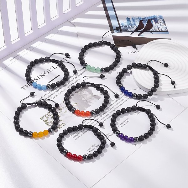 PandaHall 7Pcs 7 Colors Natural Lava Rock & Malaysia Jade(Dyed) & Synthetic Hematite Braided Bead Bracelet, Essential Oil Gemstone Jewelry..., Multicolor
PandaHall 7Pcs 7 Colors Natural Lava Rock & Malaysia Jade(Dyed) & Synthetic Hematite Braided Bead Bracelet, Essential Oil Gemstone Jewelry..., Multicolor