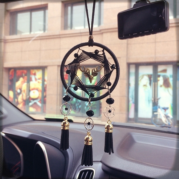 PandaHall Glass Suncatchers, Woven Net/Web with Tassel Pendant Decorations, with Iron Findings, Black, 450x70mm Glass Black
PandaHall Glass Suncatchers, Woven Net/Web with Tassel Pendant Decorations, with Iron Findings, Black, 450x70mm Glass Black