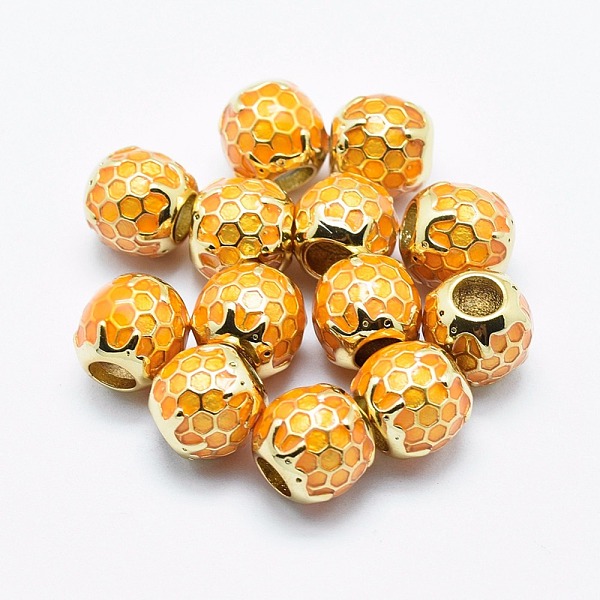 PandaHall Brass Enamel European Beads, Cadmium Free & Nickel Free & Lead Free, Round with Honeycomb, Golden, 9x9mm, Hole: 4mm Brass+Enamel...
PandaHall Brass Enamel European Beads, Cadmium Free & Nickel Free & Lead Free, Round with Honeycomb, Golden, 9x9mm, Hole: 4mm Brass+Enamel...