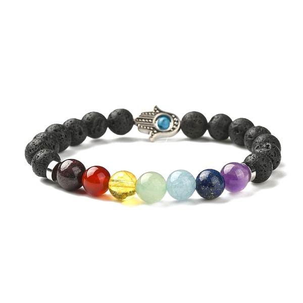 PandaHall Chakra Jewelry Natural Lava Rock Bead Stretch Bracelets, with Natural Gemstone Beads and Alloy Findings, Colorful, 55mm Lava Rock
PandaHall Chakra Jewelry Natural Lava Rock Bead Stretch Bracelets, with Natural Gemstone Beads and Alloy Findings, Colorful, 55mm Lava Rock
