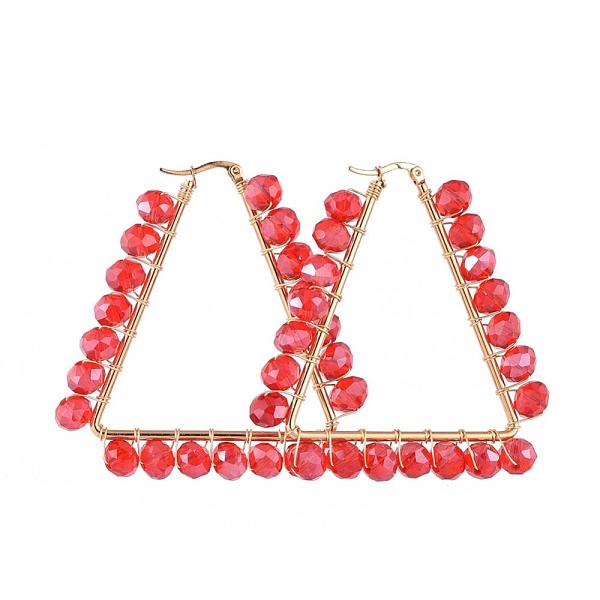 PandaHall 304 Stainless Steel Hoop Earrings, Beaded Hoop Earrings, with Handmade Glass Beads and Cardboard Box, Triangle, Red, 60x57x8mm...
PandaHall 304 Stainless Steel Hoop Earrings, Beaded Hoop Earrings, with Handmade Glass Beads and Cardboard Box, Triangle, Red, 60x57x8mm...