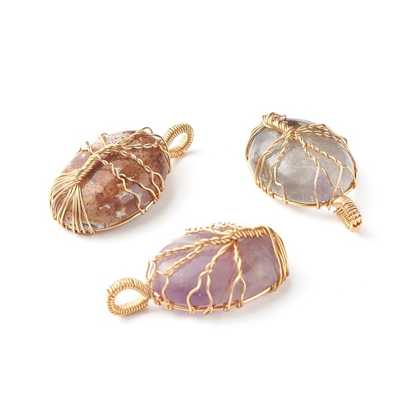 PandaHall Natural Gemstone Pendants, with Real 18K Gold Plated Eco-Friendly Copper Wire, Oval, 33.5~34.5x19.5x9.5~10.5mm, Hole...
PandaHall Natural Gemstone Pendants, with Real 18K Gold Plated Eco-Friendly Copper Wire, Oval, 33.5~34.5x19.5x9.5~10.5mm, Hole...
