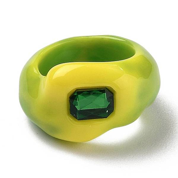 PandaHall Resin Finger Rings, with Plastic Rhinestone, Rectangle, Yellow Green, US Size 7 1/4(17.5mm) Resin
PandaHall Resin Finger Rings, with Plastic Rhinestone, Rectangle, Yellow Green, US Size 7 1/4(17.5mm) Resin
