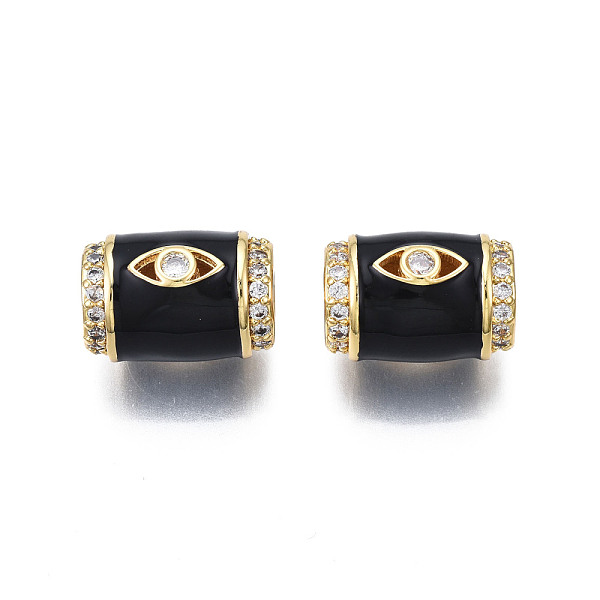 PandaHall Brass Micro Pave Clear Cubic Zirconia European Beads, with Enamel, Large Hole Beads, Nickel Free, Real 18K Gold Plated, Column..., Black
PandaHall Brass Micro Pave Clear Cubic Zirconia European Beads, with Enamel, Large Hole Beads, Nickel Free, Real 18K Gold Plated, Column..., Black