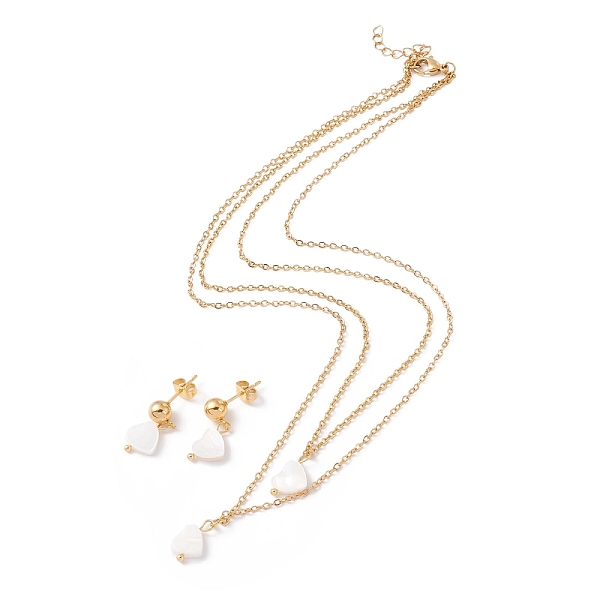 PandaHall Synthetic Shell Heart Pendant Double Layer Necklaces and Dangle Stud Earrings, Gold Plated 304 Stainless Steel Jewelry Sets for..., White
PandaHall Synthetic Shell Heart Pendant Double Layer Necklaces and Dangle Stud Earrings, Gold Plated 304 Stainless Steel Jewelry Sets for..., White