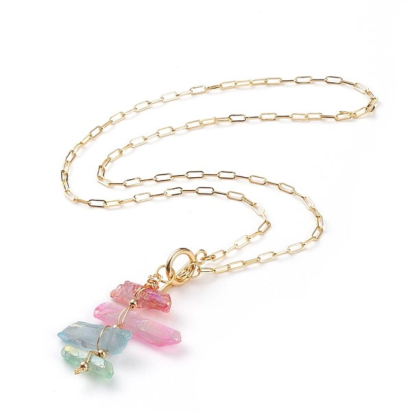 PandaHall Electroplated Natural Quartz Crystal Wire Wrapped Pendant Necklaces, with Brass Paperclip Chains and 304 Stainless Steel Toggle...
PandaHall Electroplated Natural Quartz Crystal Wire Wrapped Pendant Necklaces, with Brass Paperclip Chains and 304 Stainless Steel Toggle...