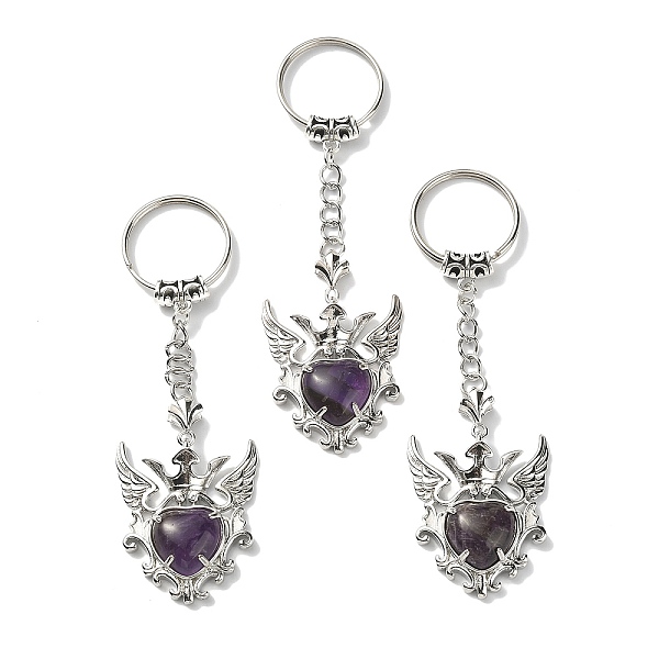 PandaHall Natural Amethyst Heart with Wing Pendant Keychain, with Platinum Tone Brass Findings, 9.6cm Amethyst Heart
PandaHall Natural Amethyst Heart with Wing Pendant Keychain, with Platinum Tone Brass Findings, 9.6cm Amethyst Heart