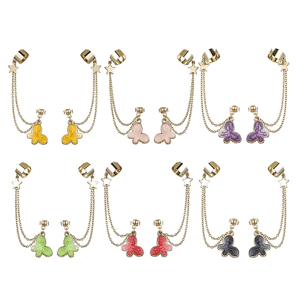 PandaHall 6 Pairs 6 Colors Light Gold 304 Stainless Steel Cuff Earring Chains, Star & Butterfly Alloy Enamel Dangle Stud Earrings Crawler..., Multicolor
PandaHall 6 Pairs 6 Colors Light Gold 304 Stainless Steel Cuff Earring Chains, Star & Butterfly Alloy Enamel Dangle Stud Earrings Crawler..., Multicolor
