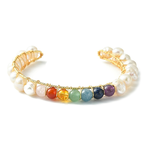 PandaHall Natural Pearl Bead & Mixed Gemstone Beads Cuff Bangles for Women Girl Gift, Stone Bangle with Brass Base, White, Inner Diameter...
PandaHall Natural Pearl Bead & Mixed Gemstone Beads Cuff Bangles for Women Girl Gift, Stone Bangle with Brass Base, White, Inner Diameter...