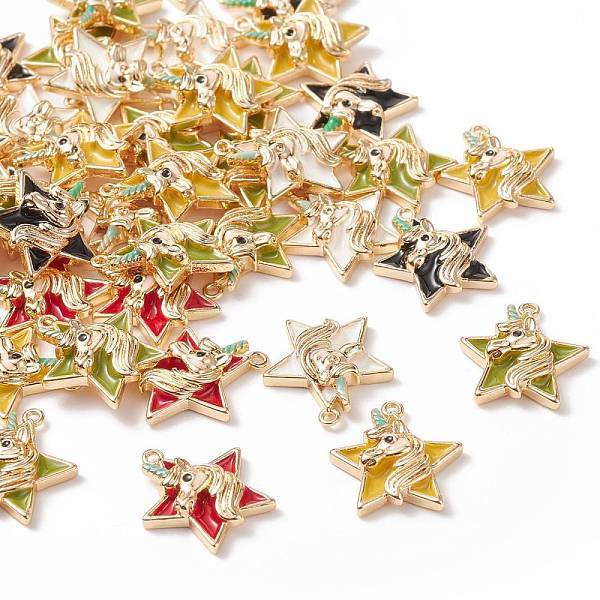 PandaHall Brass Enamel Pendants, Nickel Free, Star with Unicorn, Real Gold Plated, Mixed Color, 15.5x14x3.5mm, Hole: 1mm Brass+Enamel Star..., Multicolor
PandaHall Brass Enamel Pendants, Nickel Free, Star with Unicorn, Real Gold Plated, Mixed Color, 15.5x14x3.5mm, Hole: 1mm Brass+Enamel Star..., Multicolor