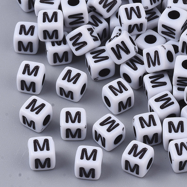 PandaHall White Opaque Acrylic Beads, Horizontal Hole, Cube with Black Alphabet, Letter.M, 4~5x4~5x4~5mm, Hole: 1.8mm, about...
PandaHall White Opaque Acrylic Beads, Horizontal Hole, Cube with Black Alphabet, Letter.M, 4~5x4~5x4~5mm, Hole: 1.8mm, about...