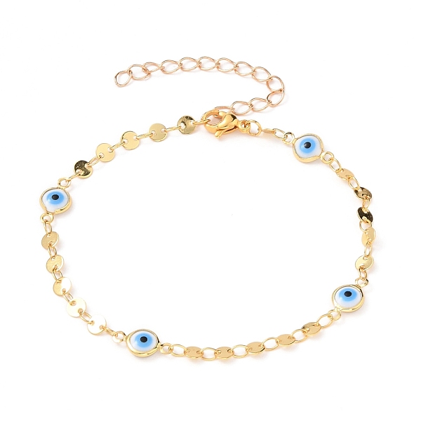 PandaHall Evil Eye Brass Enamel Link Bracelets, with Flat Sequin Chains and 304 Stainless Steel Lobster Claw Clasps, Golden, 8 inch(20.2cm)..., White
PandaHall Evil Eye Brass Enamel Link Bracelets, with Flat Sequin Chains and 304 Stainless Steel Lobster Claw Clasps, Golden, 8 inch(20.2cm)..., White