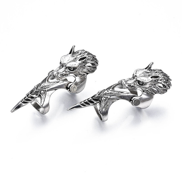 PandaHall Wolf Armour Alloy Full Finger Ring, Double Loop Gothic Punk Ring for Men Women, Cadmium Free & Lead Free, Antique Silver, US Size...
PandaHall Wolf Armour Alloy Full Finger Ring, Double Loop Gothic Punk Ring for Men Women, Cadmium Free & Lead Free, Antique Silver, US Size...