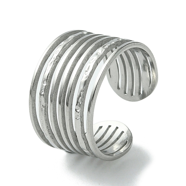 PandaHall 304 Stainless Steel Open Cuff Ring, Hollow Multi Lines, Stainless Steel Color, US Size 7 1/2(17.7mm) 304 Stainless Steel
PandaHall 304 Stainless Steel Open Cuff Ring, Hollow Multi Lines, Stainless Steel Color, US Size 7 1/2(17.7mm) 304 Stainless Steel