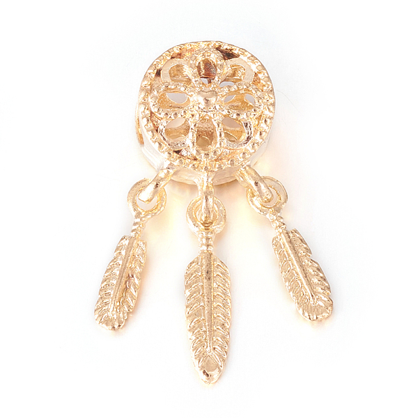 PandaHall Alloy European Beads, Large Hole Beads, with CCB Plastic Feather Charms, Woven Net/Web with Feather, Golden, 27.5x10.5x9mm, Hole...
PandaHall Alloy European Beads, Large Hole Beads, with CCB Plastic Feather Charms, Woven Net/Web with Feather, Golden, 27.5x10.5x9mm, Hole...