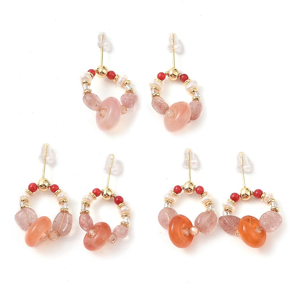 PandaHall Natural Agate & Strawberry Quartz & Synthetic Coral Dangle Earrings, Brass Pearl Stud Earrings for Women, Real 14K Gold Plated...
PandaHall Natural Agate & Strawberry Quartz & Synthetic Coral Dangle Earrings, Brass Pearl Stud Earrings for Women, Real 14K Gold Plated...