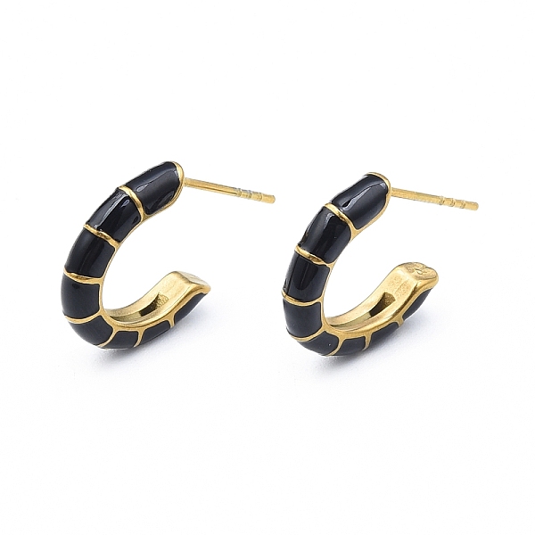 PandaHall Enamel C-shape Stud Earrings, Gold Plated 304 Stainless Steel Half Hoop Earrings for Women, with Ear Nuts, Black, 18x16x3.5mm, Pin...
PandaHall Enamel C-shape Stud Earrings, Gold Plated 304 Stainless Steel Half Hoop Earrings for Women, with Ear Nuts, Black, 18x16x3.5mm, Pin...