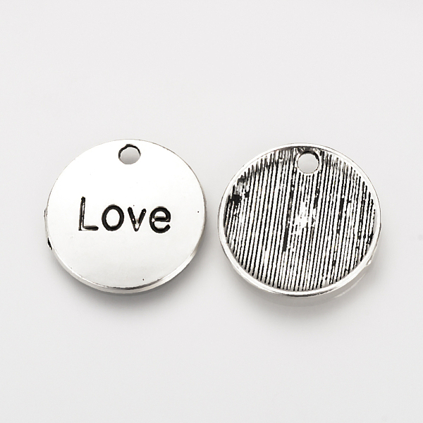 PandaHall Tibetan Style Alloy Pendants, Flat Round with Word Love, Cadmium Free & Lead Free, Antique Silver, 20x2mm, Hole: 2mm, about...
PandaHall Tibetan Style Alloy Pendants, Flat Round with Word Love, Cadmium Free & Lead Free, Antique Silver, 20x2mm, Hole: 2mm, about...