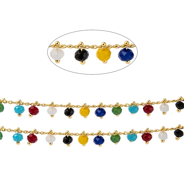PandaHall Handmade Glass Beaded Chains, Soldered, with Spool, with Brass Findings, Colorful, 7x4mm, about 32.8 Feet(10m)/roll Brass+Glass
PandaHall Handmade Glass Beaded Chains, Soldered, with Spool, with Brass Findings, Colorful, 7x4mm, about 32.8 Feet(10m)/roll Brass+Glass