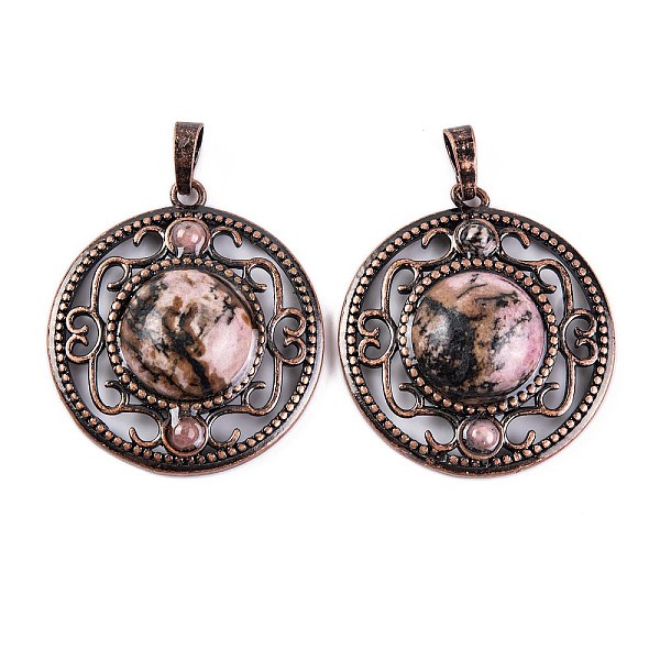 PandaHall Natural Rhodonite Pendants, Rack Plating Brass Hollow Flat Round Charms, Cadmium Free & Lead Free, Red Copper, 36.5x33x9.5mm, Hole...
PandaHall Natural Rhodonite Pendants, Rack Plating Brass Hollow Flat Round Charms, Cadmium Free & Lead Free, Red Copper, 36.5x33x9.5mm, Hole...