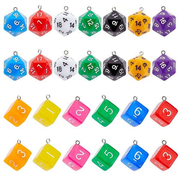 PandaHall 28Pcs 2 Style Acrylic Pendants, with Iron Finding, Dice, Mixed Color, 27.5~28x20~21x16~20mm, hole: 2mm, 14pcs/style Acrylic Dice..., Multicolor
PandaHall 28Pcs 2 Style Acrylic Pendants, with Iron Finding, Dice, Mixed Color, 27.5~28x20~21x16~20mm, hole: 2mm, 14pcs/style Acrylic Dice..., Multicolor