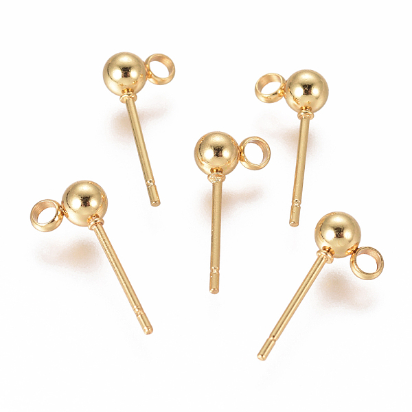 PandaHall 304 Stainless Steel Ear Stud Components, with Loop, Ball, Real 18k Gold Plated, 15x4mm, Hole: 1.5~2mm, Pin: 0.8mm 304 Stainless...
PandaHall 304 Stainless Steel Ear Stud Components, with Loop, Ball, Real 18k Gold Plated, 15x4mm, Hole: 1.5~2mm, Pin: 0.8mm 304 Stainless...