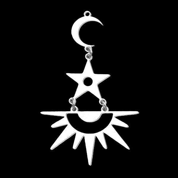 PandaHall 201 Stainless Steel Big Pendants, Laser Cut, with Jump Rings, Sun, Star & Moon, Stainless Steel Color, 56x32x1mm, Hole: 1.4mm 201...
PandaHall 201 Stainless Steel Big Pendants, Laser Cut, with Jump Rings, Sun, Star & Moon, Stainless Steel Color, 56x32x1mm, Hole: 1.4mm 201...