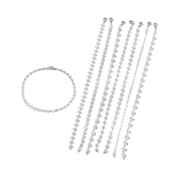 PandaHall 304 Stainless Steel Link Chain Bracelets, with Lobster Claw Clasps, Mixed Shapes, Stainless Steel Color, 8-1/4 inch~8-1/2 inch...
PandaHall 304 Stainless Steel Link Chain Bracelets, with Lobster Claw Clasps, Mixed Shapes, Stainless Steel Color, 8-1/4 inch~8-1/2 inch...