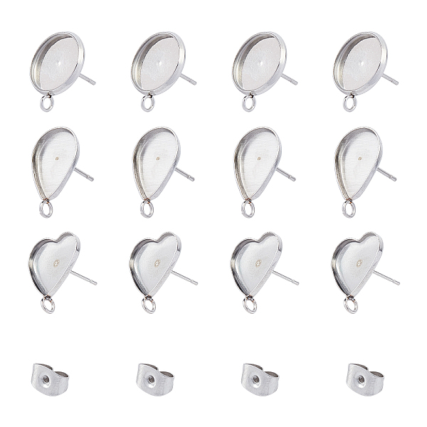 PandaHall Unicraftale 304 Stainless Steel Stud Earring Settings, with Loop & Ear Nuts, Earring Backs, Mixed Shape, Stainless Steel Color...
PandaHall Unicraftale 304 Stainless Steel Stud Earring Settings, with Loop & Ear Nuts, Earring Backs, Mixed Shape, Stainless Steel Color...