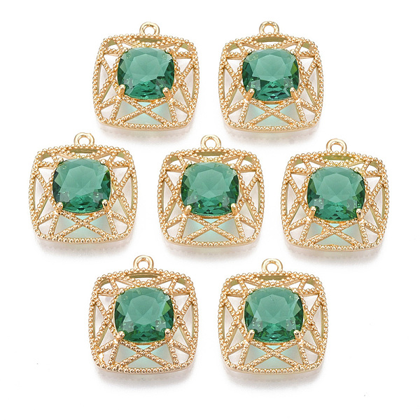 PandaHall Glass Pendants, with Brass Open Back Settings, Faceted, Square, Light Gold, Green, 21.5x19x7mm, Hole: 1.5mm Brass+Glass Square...
PandaHall Glass Pendants, with Brass Open Back Settings, Faceted, Square, Light Gold, Green, 21.5x19x7mm, Hole: 1.5mm Brass+Glass Square...