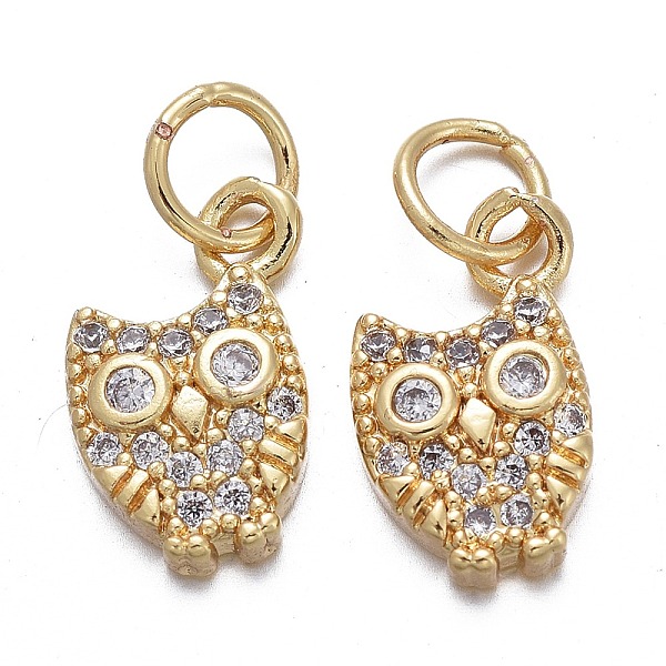 PandaHall Brass Micro Pave Cubic Zirconia Charms, with Jump Rings, Owl, Clear, Real 18K Gold Plated, 12x7x2.5mm, Jump Rings: Inner Diameter...
PandaHall Brass Micro Pave Cubic Zirconia Charms, with Jump Rings, Owl, Clear, Real 18K Gold Plated, 12x7x2.5mm, Jump Rings: Inner Diameter...