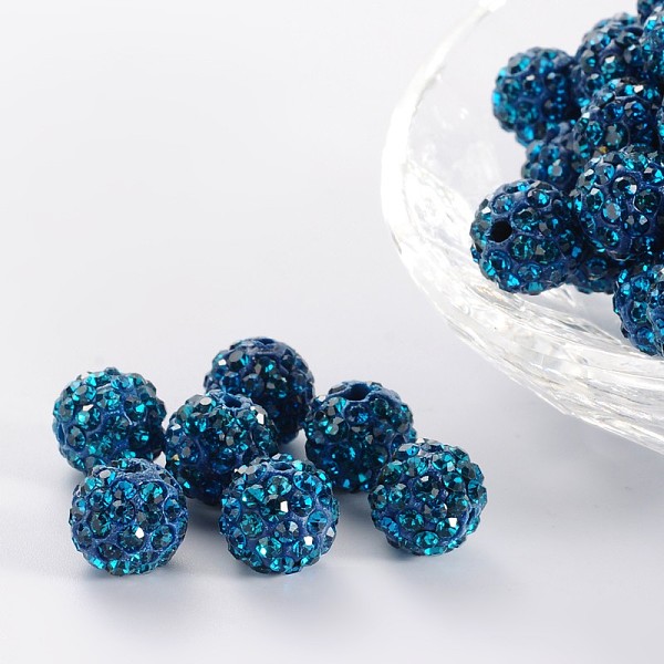 PandaHall Pave Disco Ball Beads, Polymer Clay Rhinestone Beads, Round, Blue Zircon, PP13(1.9~2mm), 6 Rows Rhinestone, 10mm, Hole: 1.5mm..., Cyan
PandaHall Pave Disco Ball Beads, Polymer Clay Rhinestone Beads, Round, Blue Zircon, PP13(1.9~2mm), 6 Rows Rhinestone, 10mm, Hole: 1.5mm..., Cyan