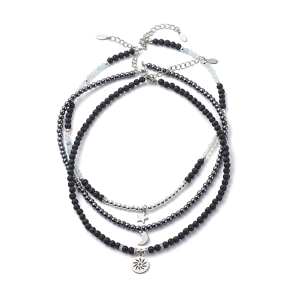 PandaHall 3Pcs 3 Style 304 Stainless Steel Star & Moon & Star Charms Necklaces Set, Opalite & Natural Aquamarine & Synthetic Hematite Beaded...
PandaHall 3Pcs 3 Style 304 Stainless Steel Star & Moon & Star Charms Necklaces Set, Opalite & Natural Aquamarine & Synthetic Hematite Beaded...
