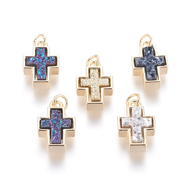 PandaHall Druzy Resin Pendants, with Brass Finding, Cross, Golden, Mixed Color, 17.5x11x4~6mm, Hole: 3mm Brass+Resin Cross Multicolor
PandaHall Druzy Resin Pendants, with Brass Finding, Cross, Golden, Mixed Color, 17.5x11x4~6mm, Hole: 3mm Brass+Resin Cross Multicolor