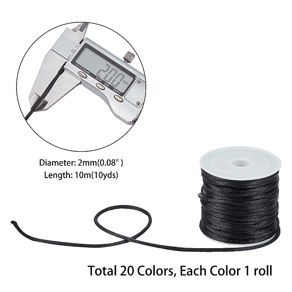 PandaHall Macrame Rattail Chinese Knot Making Cords, Round Nylon Braided String Threads, Satin Cord, Mixed Color, 2mm, about 10m/roll, 20..., Multicolor
PandaHall Macrame Rattail Chinese Knot Making Cords, Round Nylon Braided String Threads, Satin Cord, Mixed Color, 2mm, about 10m/roll, 20..., Multicolor