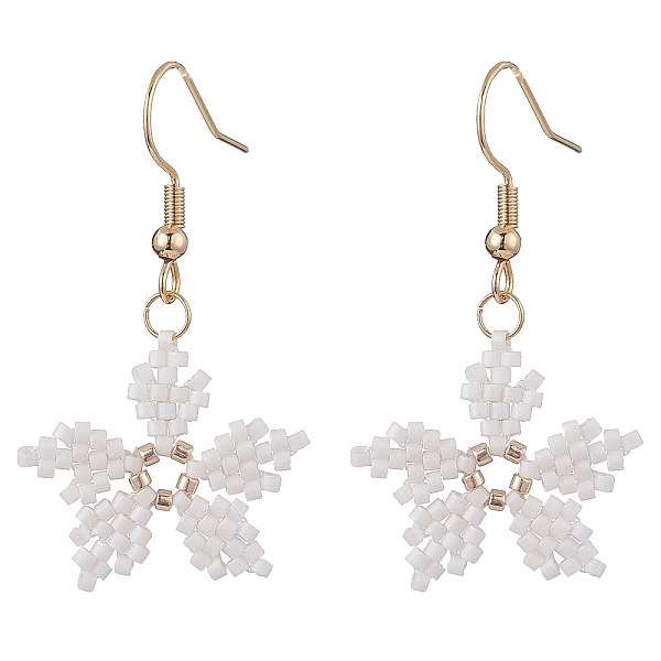 PandaHall Glass Seed Braided Snowflake Dangle Earrings, Golden 304 Stainless Steel Wire Wrap Christmas Earrings for Women, White, 42mm, Pin...
PandaHall Glass Seed Braided Snowflake Dangle Earrings, Golden 304 Stainless Steel Wire Wrap Christmas Earrings for Women, White, 42mm, Pin...