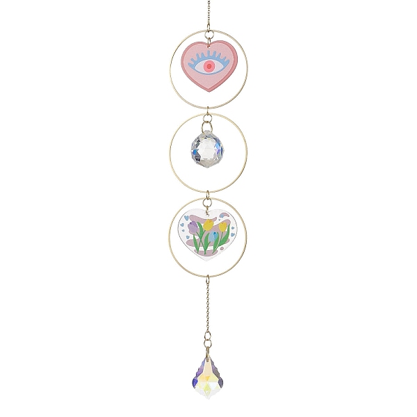 PandaHall Heart Acrylic & Brass Ring Hanging Ornaments, Glass Leaf Tassel for Home Decoration, Colorful, 300x49.5mm, Hole: 8mm Acrylic Heart
PandaHall Heart Acrylic & Brass Ring Hanging Ornaments, Glass Leaf Tassel for Home Decoration, Colorful, 300x49.5mm, Hole: 8mm Acrylic Heart