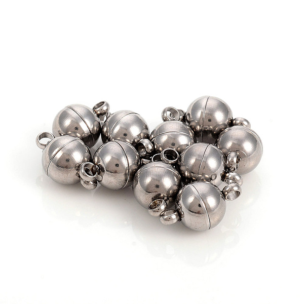 PandaHall 201 Stainless Steel Magnetic Clasps with Loops, Round, Stainless Steel Color, 10.5x6mm, Hole: 1.6mm 201 Stainless Steel Round
PandaHall 201 Stainless Steel Magnetic Clasps with Loops, Round, Stainless Steel Color, 10.5x6mm, Hole: 1.6mm 201 Stainless Steel Round