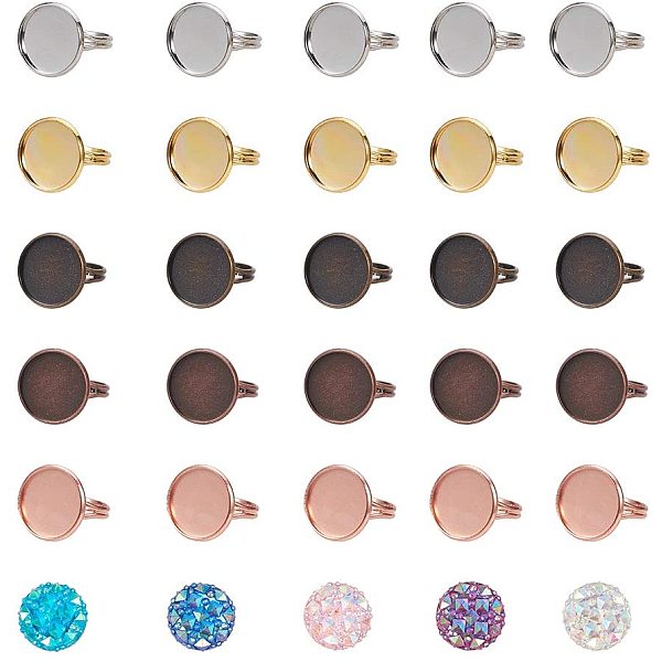 PandaHall DIY Ring Making, Adjustable Brass Finger Rings Components and Resin Cabochons, Mixed Color, Size 7, 17mm, 30pcs/box Brass+Resin..., Multicolor
PandaHall DIY Ring Making, Adjustable Brass Finger Rings Components and Resin Cabochons, Mixed Color, Size 7, 17mm, 30pcs/box Brass+Resin..., Multicolor