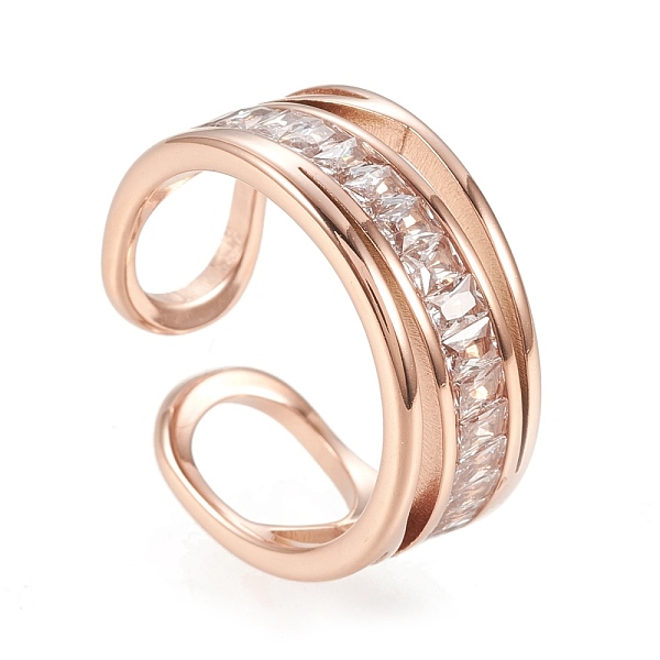 PandaHall 304 Stainless Steel Cuff Rings, Open Rings, with Clear Cubic Zirconia, Rose Gold, Size 6~9, Inner Diameter: 16~19mm Stainless...
PandaHall 304 Stainless Steel Cuff Rings, Open Rings, with Clear Cubic Zirconia, Rose Gold, Size 6~9, Inner Diameter: 16~19mm Stainless...