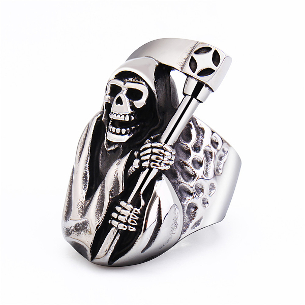 PandaHall Titanium Steel Rings for Men, Halloween Skull Death with Sickle Wide Band Ring, Antique Silver, US Size 9(18.9mm) Titanium Steel...
PandaHall Titanium Steel Rings for Men, Halloween Skull Death with Sickle Wide Band Ring, Antique Silver, US Size 9(18.9mm) Titanium Steel...