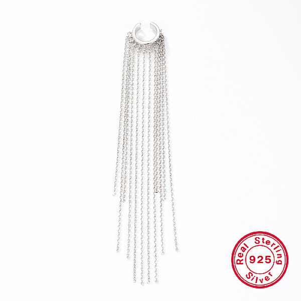 PandaHall Rhodium Plated 925 Sterling Silver Cuff Earrings, Chains Tassel Earrings, Platinum, 115x14mm Sterling Silver
PandaHall Rhodium Plated 925 Sterling Silver Cuff Earrings, Chains Tassel Earrings, Platinum, 115x14mm Sterling Silver