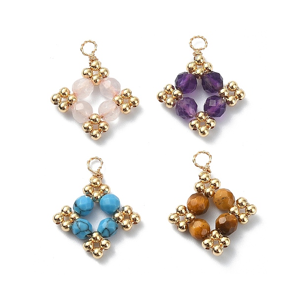 PandaHall Natural & Synthetic Mixed Stone Faceted Round Copper Wire Wrapped Pendants, Rhombus Charms with Brass Round Beads, Lead Free &...
PandaHall Natural & Synthetic Mixed Stone Faceted Round Copper Wire Wrapped Pendants, Rhombus Charms with Brass Round Beads, Lead Free &...
