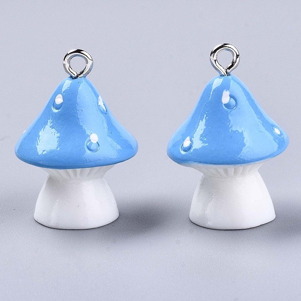 PandaHall Opaque Resin Pendants, with Platinum Tone Iron Loops, Mushroom with Polka Dots, Light Sky Blue, 23~24x17mm, Hole: 2mm Iron+Resin...
PandaHall Opaque Resin Pendants, with Platinum Tone Iron Loops, Mushroom with Polka Dots, Light Sky Blue, 23~24x17mm, Hole: 2mm Iron+Resin...