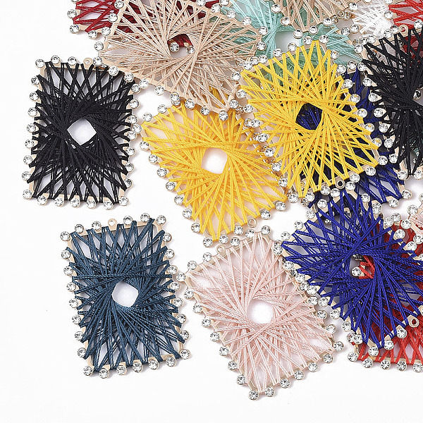 PandaHall Polyester Woven Big Pendants, with Light Gold Plated Iron Findings and Crystal Rhinestone, Rectangle, Mixed Color, 50x35x3mm, Hole..., Multicolor
PandaHall Polyester Woven Big Pendants, with Light Gold Plated Iron Findings and Crystal Rhinestone, Rectangle, Mixed Color, 50x35x3mm, Hole..., Multicolor