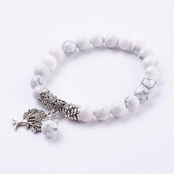 PandaHall Natural Howlite Stretch Bracelets, with Tibetan Style Pendants, 2 inch(51mm) Howlite White
PandaHall Natural Howlite Stretch Bracelets, with Tibetan Style Pendants, 2 inch(51mm) Howlite White